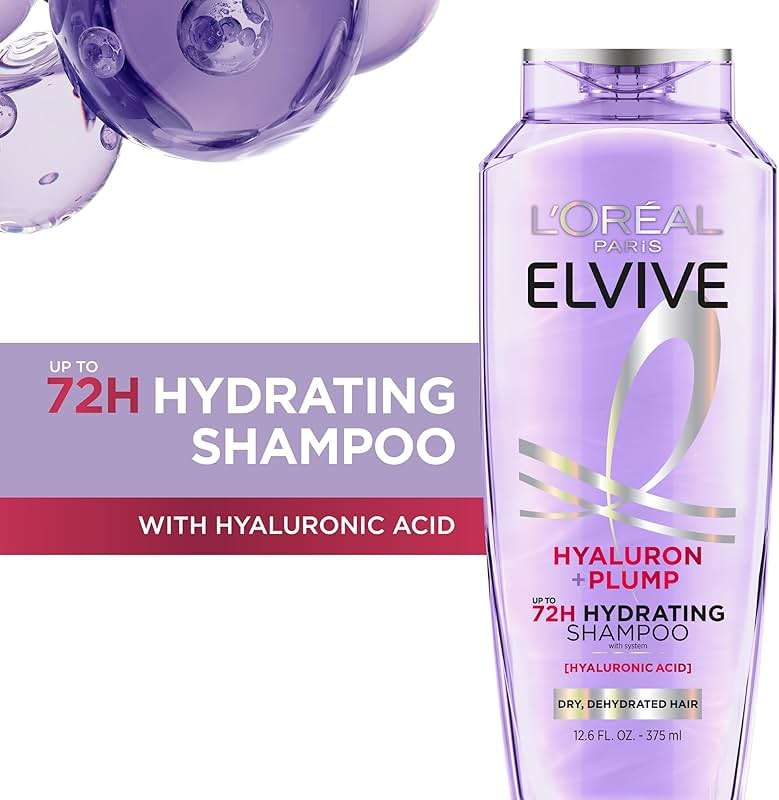L'Oreal Paris Elvive Hyaluron Plump Hydrating Shampoo for Dehydrated, Dry Hair Infused with Hyaluronic Acid Care Complex, Paraben-Free, 12.6 Fl Oz - Image 2
