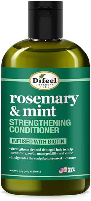 Difeel Rosemary and Mint Hair Strengthening Conditioner with Biotin 12 oz. - Made with Natural Rosemary Oil for Hair Growth - Image 1