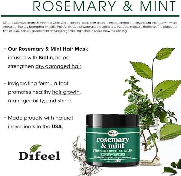Difeel Rosemary and Mint Strengthening Hair growth Mask with Natural Rosemary Oil and Biotin 12 oz. - Image 2