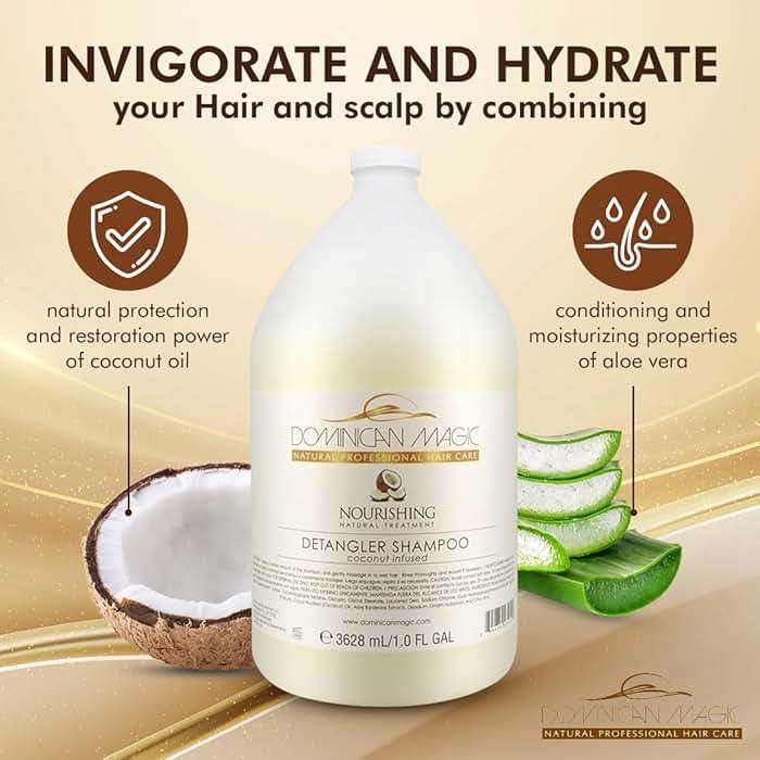 Dominican Magic Coconut Detangler Shampoo and Conditioner - Natural Hydrating Shampoo and Conditioner with Coconut Oil and Aloe Vera for Dry Hair, (1 Gal x 2) - Image 4