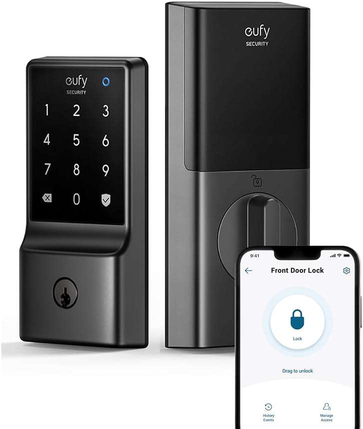 eufy Security Smart Lock C210, Keyless Entry Door Lock, Built-in WiFi Deadbolt, Smart Door Lock, No Bridge Required, Easy Installation, Touchscreen Keypad, App Remote Control, 4 AA Batteries Included - Image 1