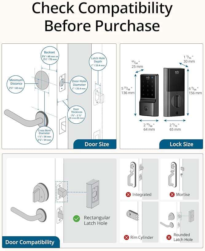 eufy Security Smart Lock C210, Keyless Entry Door Lock, Built-in WiFi Deadbolt, Smart Door Lock, No Bridge Required, Easy Installation, Touchscreen Keypad, App Remote Control, 4 AA Batteries Included - Image 6
