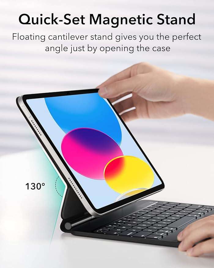 ESR iPad 11th(A16, 2025)/10th Gen Case with Keyboard, Magic Keyboard Case with Backlit Keys, Easy-Set Floating Cantilever Stand, Precision Multi-Touch Trackpad, Black - Image 4