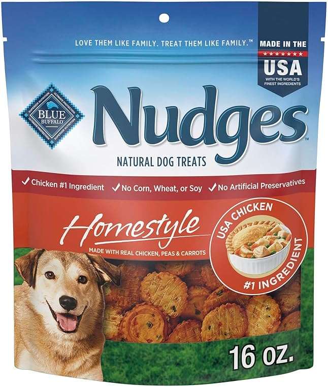 Blue Buffalo Nudges Chicken Homestyle Natural Dog Treats, Pot-Pie-Inspired Recipe, Healthy Reward or Training Treat, Made in the USA with Real Chicken, No Artificial Preservatives, 16 oz. - Image 1