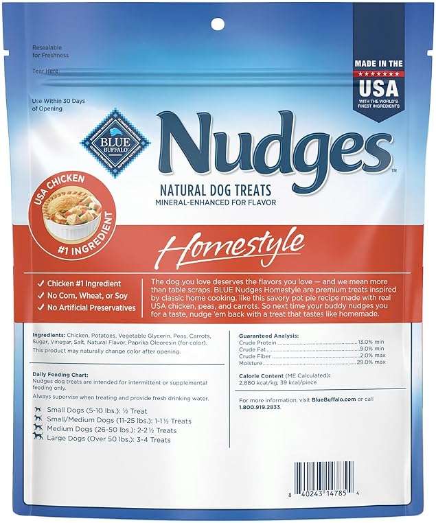 Blue Buffalo Nudges Chicken Homestyle Natural Dog Treats, Pot-Pie-Inspired Recipe, Healthy Reward or Training Treat, Made in the USA with Real Chicken, No Artificial Preservatives, 16 oz. - Image 2