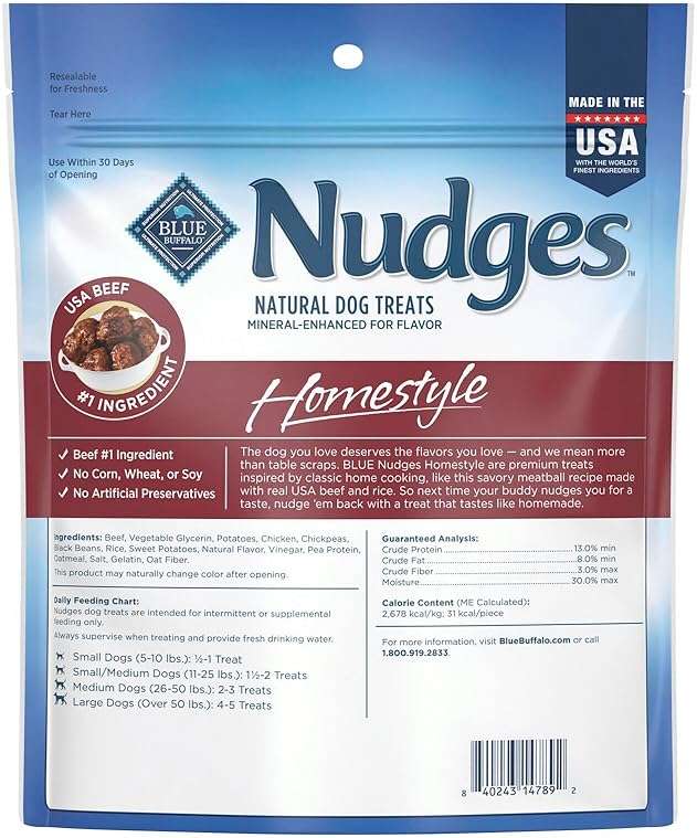 Blue Buffalo Nudges Beef & Rice Homestyle Natural Dog Treats, Meatball-Inspired Recipe, Healthy Reward or Training Treat, Made in the USA with Real Beef, No Artificial Preservatives, 16 oz. - Image 2