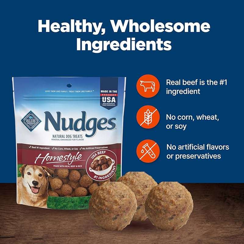 Blue Buffalo Nudges Beef & Rice Homestyle Natural Dog Treats, Meatball-Inspired Recipe, Healthy Reward or Training Treat, Made in the USA with Real Beef, No Artificial Preservatives, 16 oz. - Image 7