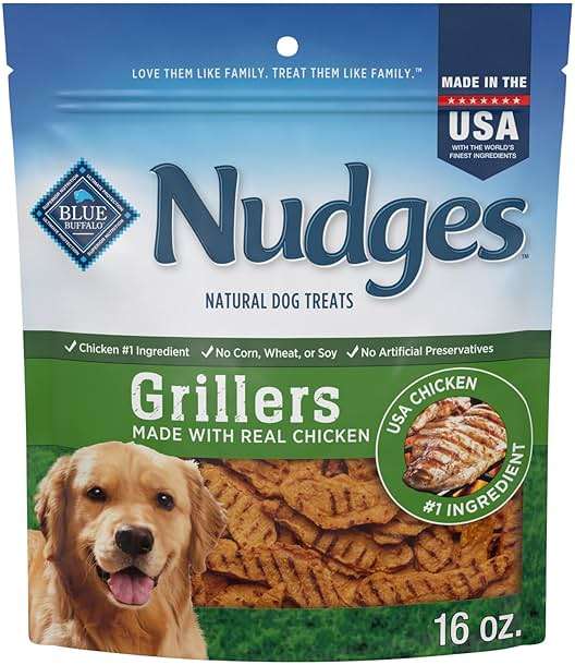 Blue Buffalo Nudges Chicken Grillers Natural Dog Treats, Tender & Meaty Dog Snacks, Easy-To-Tear for Training, Made in the USA with Real Chicken, No Artificial Preservatives, 16 oz. - Image 1