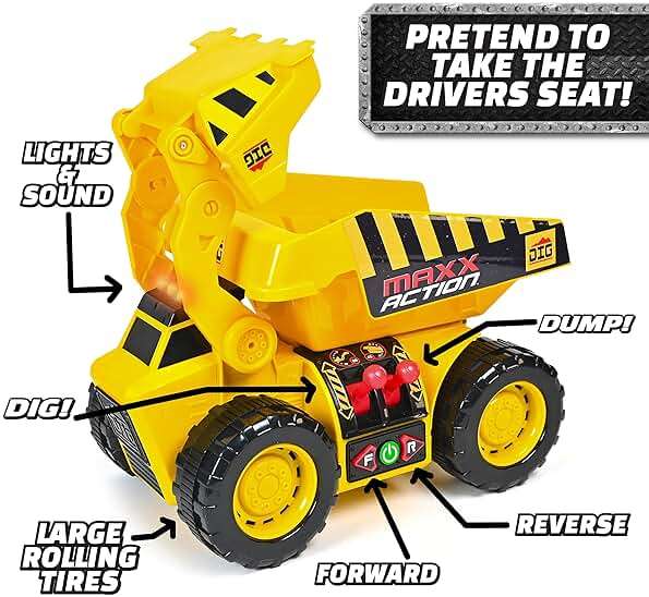 Maxx Action 19'’ 2-N-1 Motorized Dig Rig – Excavator and Dump Truck Toy with Joystick Control for Toddlers | Gift for Kids 3+ | Lights, Sounds & Interactive Construction Vehicle, Batteries Included - Image 5