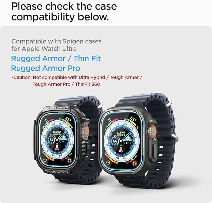 Spigen Tempered Glass Screen Protector [Glas.tR EZ Fit] designed for Apple Watch Ultra 3 / Ultra 2 / Ultra (49mm) - 2 Pack - Image 3