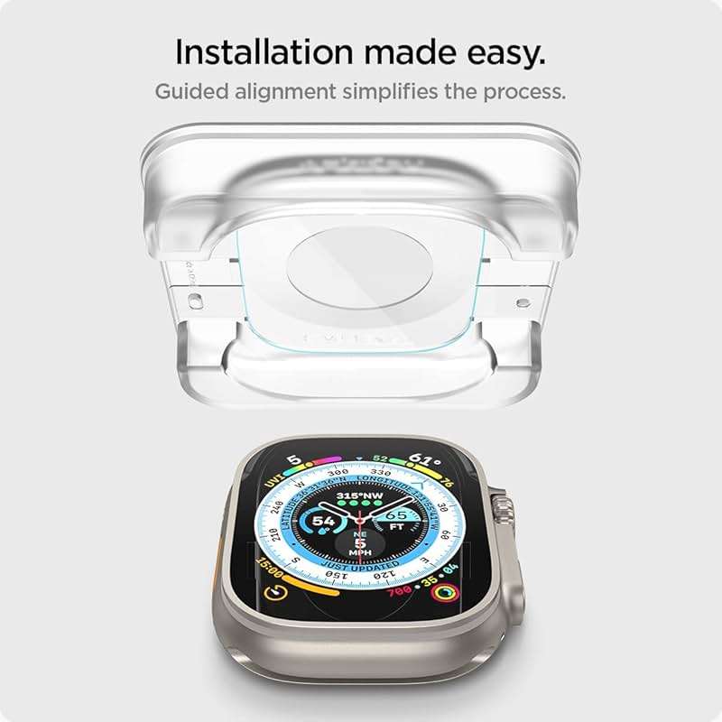 Spigen Tempered Glass Screen Protector [Glas.tR EZ Fit] designed for Apple Watch Ultra 3 / Ultra 2 / Ultra (49mm) - 2 Pack - Image 6