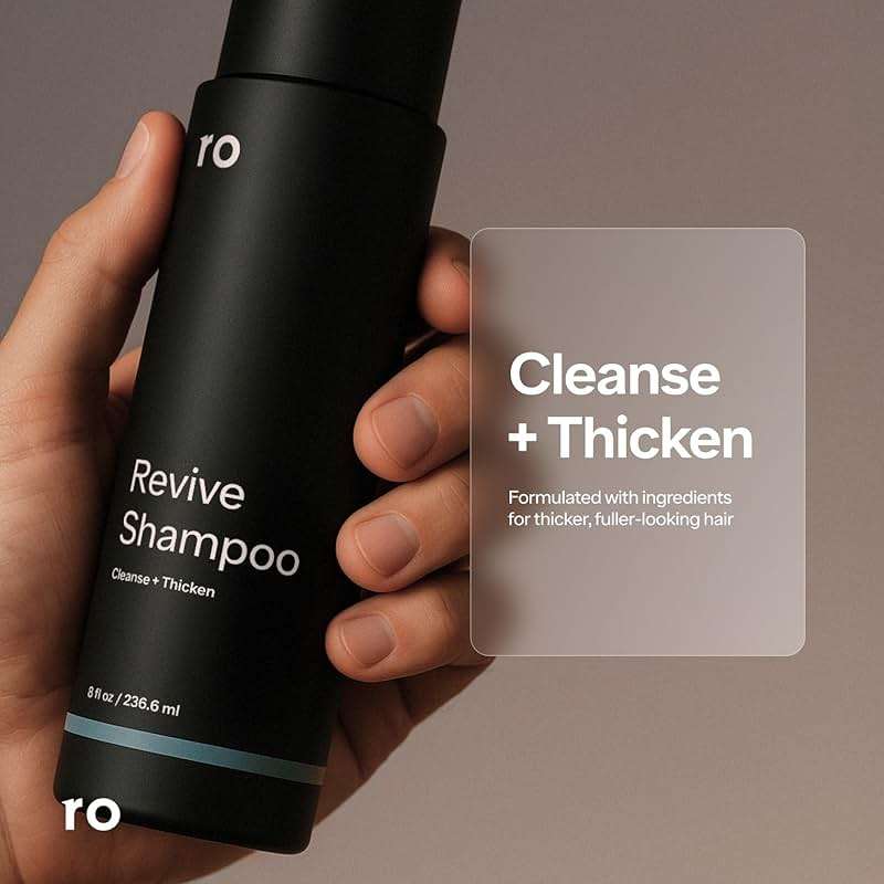 Ro Men's Revive Shampoo, Exfoliates & Clarifies with Peppermint, Cleanses for Thicker-Looking Hair, With Saw Palmetto, Pumpkin Seed Oil, Caffeine, Without Sulfates, Parabens, Phthalates, 8 fl oz - Image 2