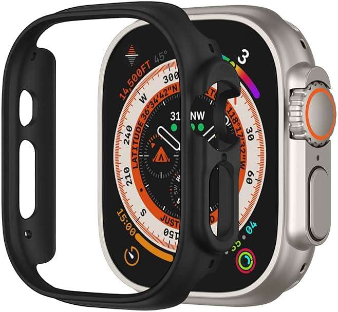 Recoppa Case Compatible for Apple Watch Ultra – 49mm ONLY, Shockproof Ultra-Thin Hard PC Bumper All-Around Edge Protective Cover Frame [NO Screen Protector] for iWatch Ultra/Ultra 2/Ultra 3, Black - Image 1