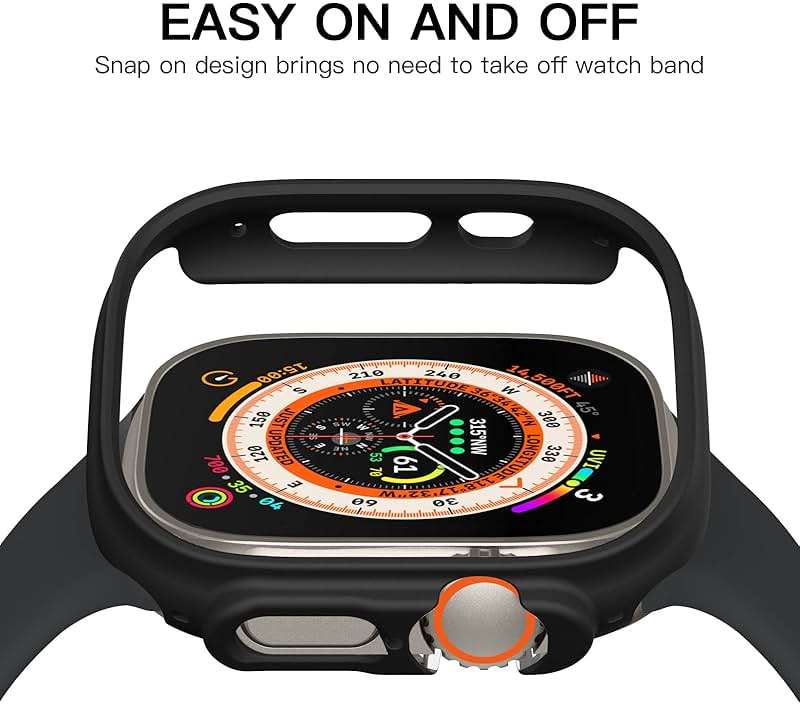 Recoppa Case Compatible for Apple Watch Ultra – 49mm ONLY, Shockproof Ultra-Thin Hard PC Bumper All-Around Edge Protective Cover Frame [NO Screen Protector] for iWatch Ultra/Ultra 2/Ultra 3, Black - Image 3