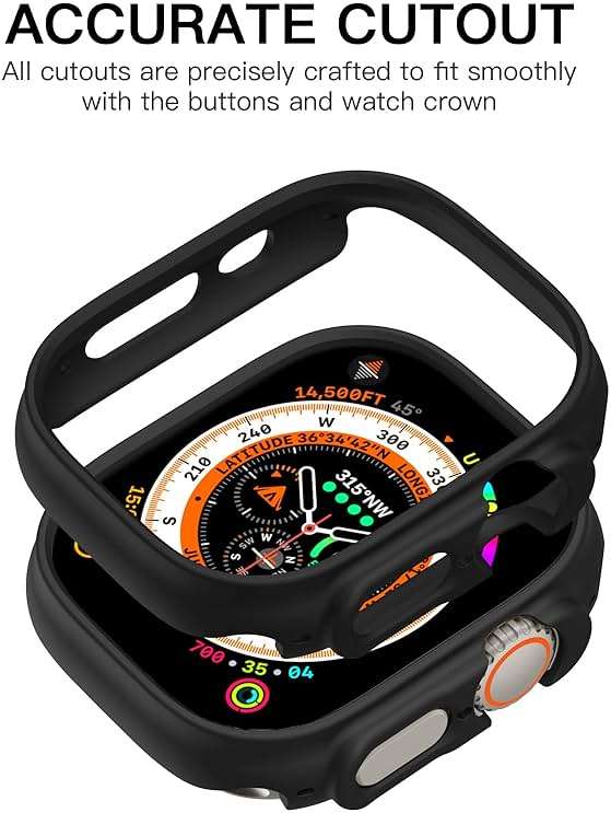 Recoppa Case Compatible for Apple Watch Ultra – 49mm ONLY, Shockproof Ultra-Thin Hard PC Bumper All-Around Edge Protective Cover Frame [NO Screen Protector] for iWatch Ultra/Ultra 2/Ultra 3, Black - Image 4