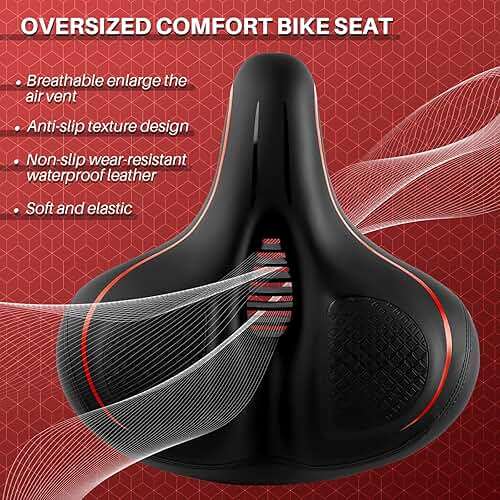 Oversized Bike Seat for Peloton Bike & Bike+, Comfort Seat Cushion Compatible with Peloton, Road or Exercise Bikes, Bicycle Wide Saddle Replacement for Men & Women, Accessories for Peloton - Image 2