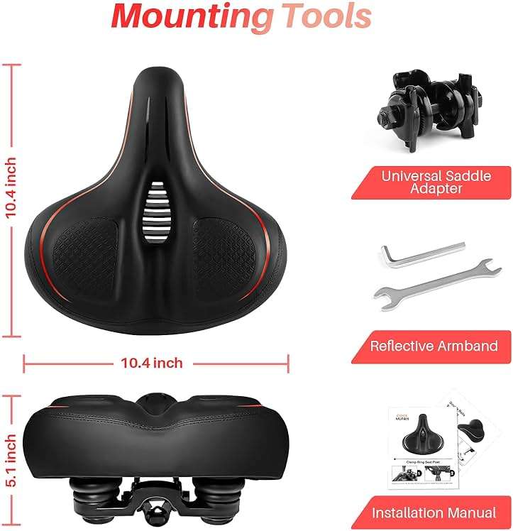Oversized Bike Seat for Peloton Bike & Bike+, Comfort Seat Cushion Compatible with Peloton, Road or Exercise Bikes, Bicycle Wide Saddle Replacement for Men & Women, Accessories for Peloton - Image 7
