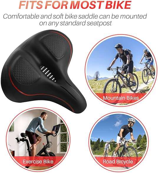 Oversized Bike Seat for Peloton Bike & Bike+, Comfort Seat Cushion Compatible with Peloton, Road or Exercise Bikes, Bicycle Wide Saddle Replacement for Men & Women, Accessories for Peloton - Image 9