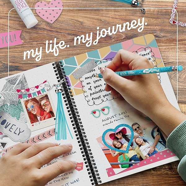 Pretty Me DIY Journal Kit for Girls - Gift for 8-14 Year Old Girl - Cool Birthday Gifts Ideas for Teens - Fun, Cute Art & Crafts Kits for Tween Teenage Kids- Scrapbook & Diary Supplies Toy Set - Image 4
