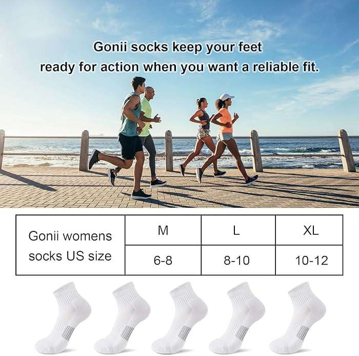 Gonii Ankle Socks Womens Athletic Thick Cushioned Running Hiking Low Cut 5-Pairs - Image 7