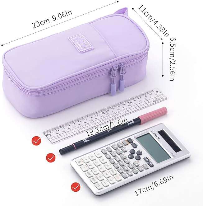 CICIMELON Durable Pen Pencil Case Big Storage Pen Pouch Bag for School Supplies Office College Teen Girls Adults, Purple - Image 5