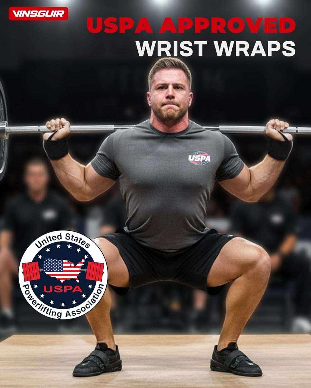 VINSGUIR Wrist Wraps for Weightlifting, [USPA Approved] Lifting Straps for Wrist Support with Heavy Duty Thumb Loop, Gym Wrist Brace for Working Out, Crossfit, Powerlifting, for Men&Women - Image 2