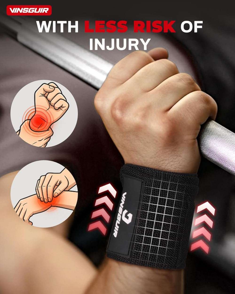 VINSGUIR Wrist Wraps for Weightlifting, [USPA Approved] Lifting Straps for Wrist Support with Heavy Duty Thumb Loop, Gym Wrist Brace for Working Out, Crossfit, Powerlifting, for Men&Women - Image 3
