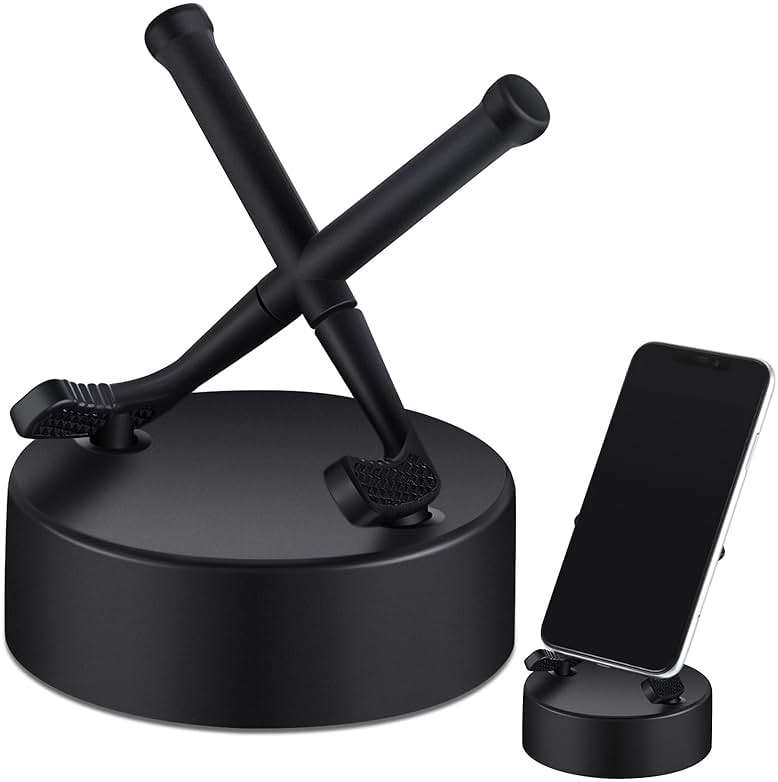 Dunzy Hockey Puck Phone Stand Hockey Cell Phone Stand Universal Smartphone Holder for Desk Accessories Home Office Desktop, Compatible with Most Mobile Phones(2 Pcs) - Image 1
