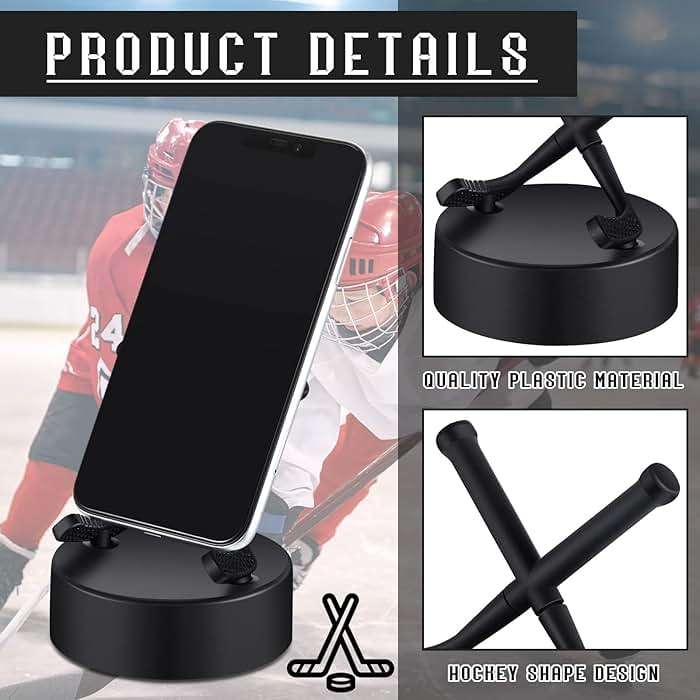 Dunzy Hockey Puck Phone Stand Hockey Cell Phone Stand Universal Smartphone Holder for Desk Accessories Home Office Desktop, Compatible with Most Mobile Phones(2 Pcs) - Image 3