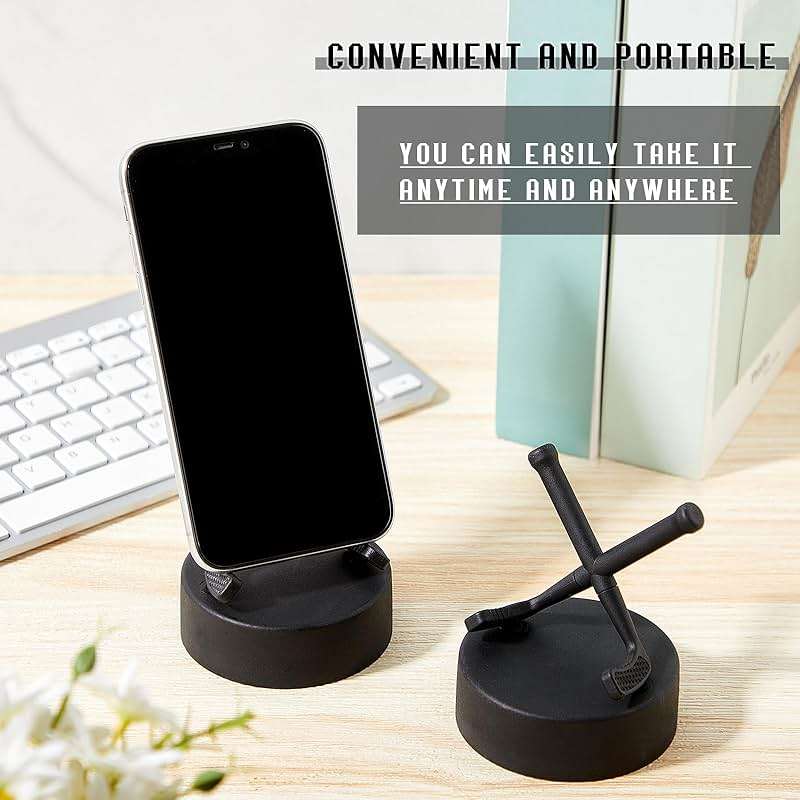 Dunzy Hockey Puck Phone Stand Hockey Cell Phone Stand Universal Smartphone Holder for Desk Accessories Home Office Desktop, Compatible with Most Mobile Phones(2 Pcs) - Image 4