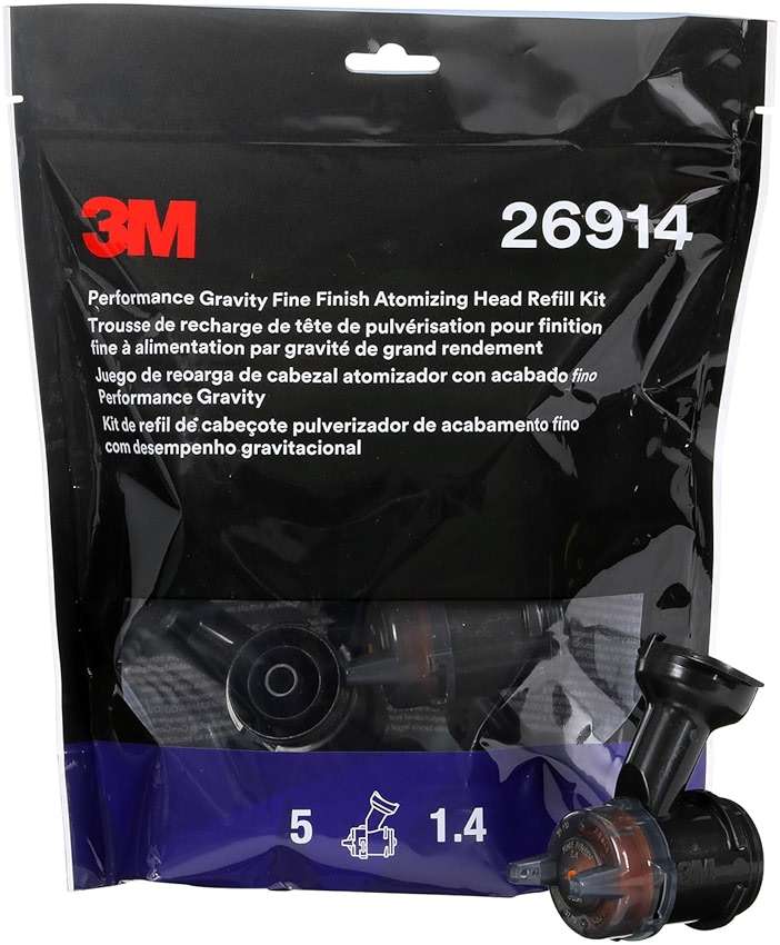 3M Performance Gravity Fine Finish (Compliant) Atomizing Head 26914, Orange, 1.4, Pack of 5, for Automotive Paint Application, High Viscosity, Clear Coat, Primer Spraying - Image 3