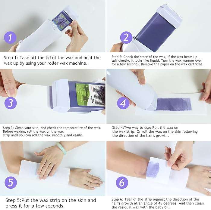 Liddy Dance Hair Removal Wax, Lavender Roll-on Wax, Waxing Kit Refill Wax Cartridge, 4 Pack, Soft Wax for Women, Sensitive Skin, Legs, Arms, Bikini Area, Brazilian Waxing - Image 4