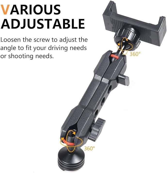 RERPRO Dash Phone Mount Holder for 2021 2022 2023 2024 2025 2026 New Ford Bronco 2/4 Door Interior Accessories Dashboard Cell Phone Stand 360° Adjustable Aluminum Smartphone Bracket Black - Image 2