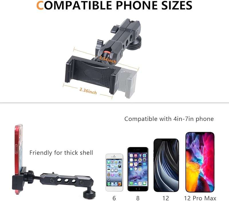 RERPRO Dash Phone Mount Holder for 2021 2022 2023 2024 2025 2026 New Ford Bronco 2/4 Door Interior Accessories Dashboard Cell Phone Stand 360° Adjustable Aluminum Smartphone Bracket Black - Image 3