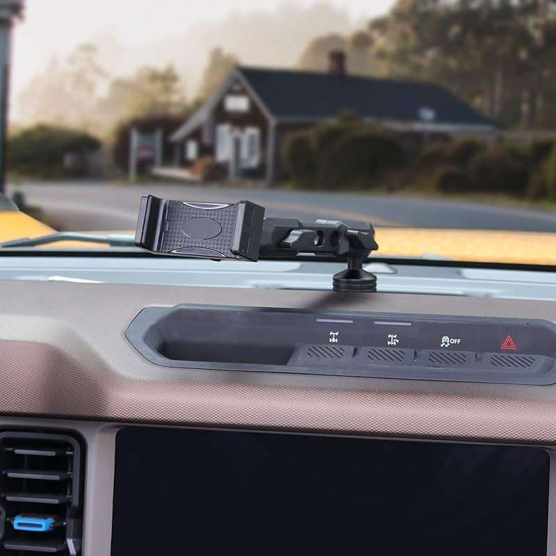 RERPRO Dash Phone Mount Holder for 2021 2022 2023 2024 2025 2026 New Ford Bronco 2/4 Door Interior Accessories Dashboard Cell Phone Stand 360° Adjustable Aluminum Smartphone Bracket Black - Image 7