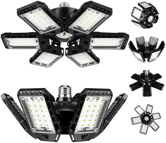 LED Garage Lights Bulb 2 Pack 180W 18000LM 6500K Led Shop Light with 6 Plus 1 Deformable Panels Basement Barn Ceiling Lights for E26/E27 - Image 1