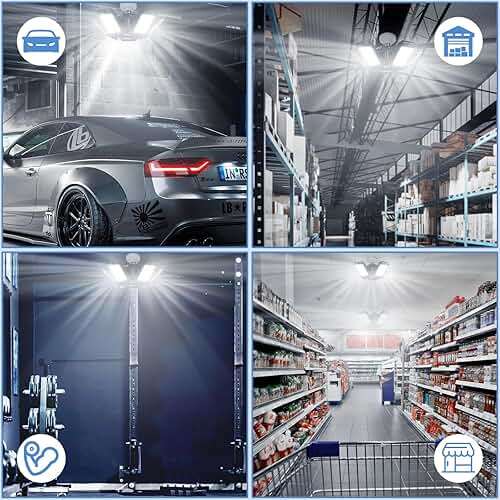 LED Garage Lights Bulb 2 Pack 180W 18000LM 6500K Led Shop Light with 6 Plus 1 Deformable Panels Basement Barn Ceiling Lights for E26/E27 - Image 7