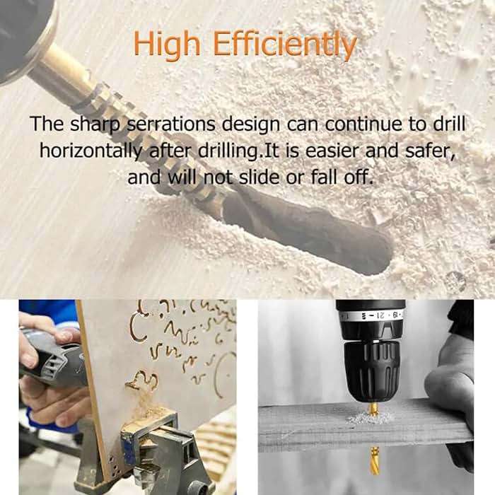 YUENTOEN Twist Drill Bits, 8Pcs Serrated Drill Bit Set, Titanium Coated HSS Sharp 3-10mm Serrated Side Cutting Drill Bit, Round Shank,Wood Drill bit, Hole Holesaw Tool for Plastic Metal Wood Hole - Image 5