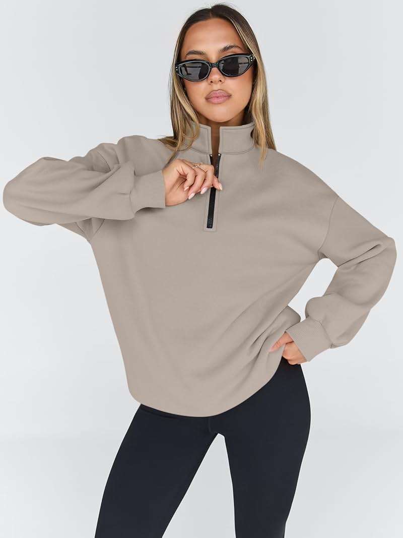 Trendy Queen Women's Oversized Half Zip Fleece Sweatshirts-Cozy Pullover, Sweaters for Fall Winter - Image 2