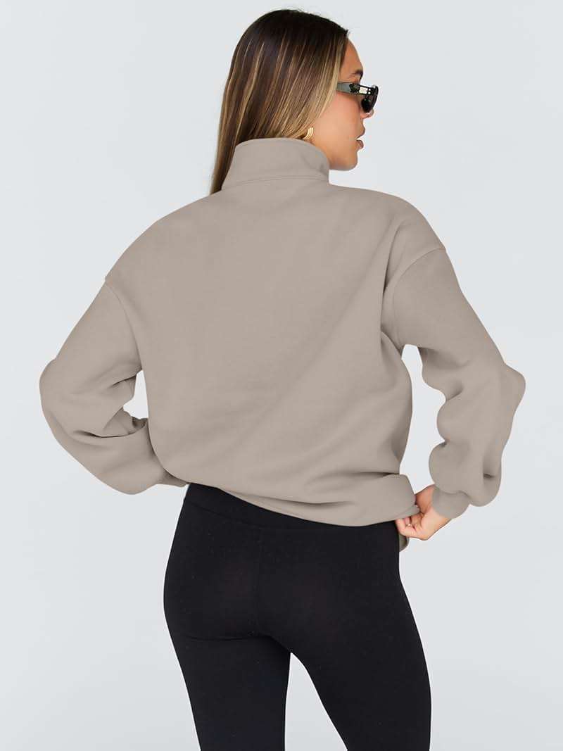 Trendy Queen Women's Oversized Half Zip Fleece Sweatshirts-Cozy Pullover, Sweaters for Fall Winter - Image 4