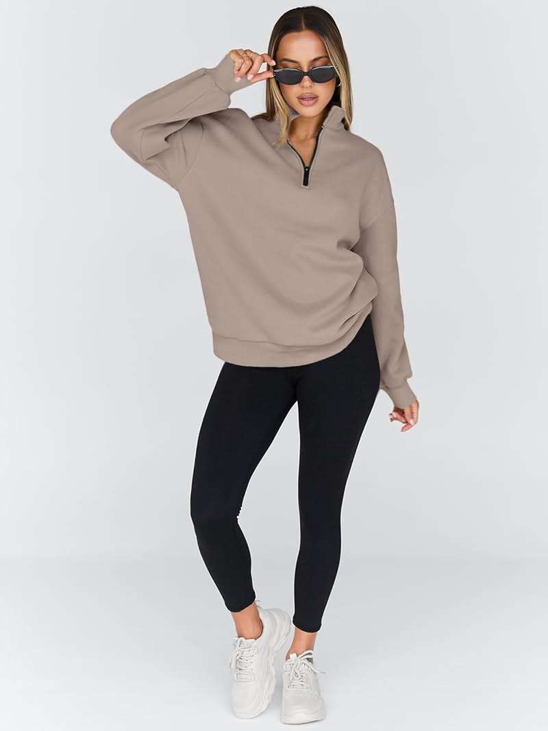 Trendy Queen Women's Oversized Half Zip Fleece Sweatshirts-Cozy Pullover, Sweaters for Fall Winter - Image 6