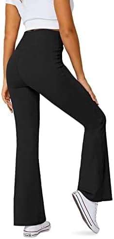 DLOODA Women's Flare Leggings with Pockets Crossover High Waisted Bootcut Yoga Pants Tummy Control Bell Bottom Leggings - Image 5