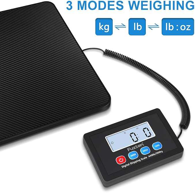 Fuzion Shipping Scale, 440LB x 10g High Accuracy Postal Scale, Hold/Tare Function, Digital Shipping Postal Scale for Packages, Postage, Luggage, Mailing, Battery & AC Adapter Included - Image 4