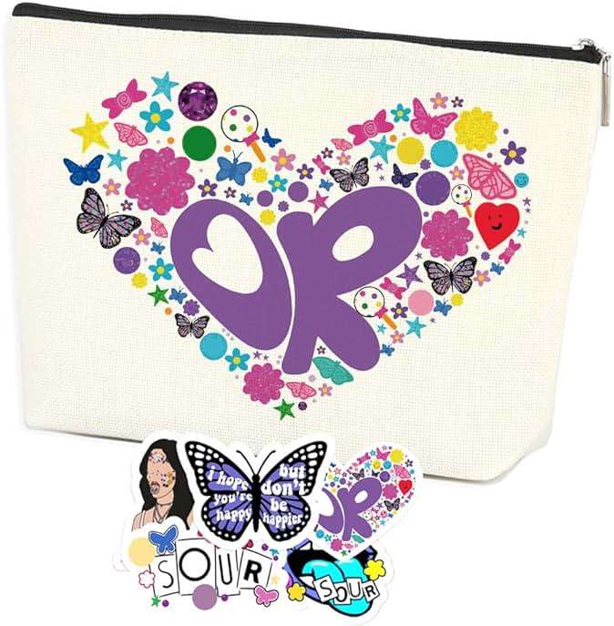 Rodrigo Sour OR Makeup Bag Gift Sour Album Cosmetic Bag 5pcs Stickers Musical Lyrics Fans Gift Makeup Zipper Pouch Bag For Women Girls Music Singer Song Gift - Image 1