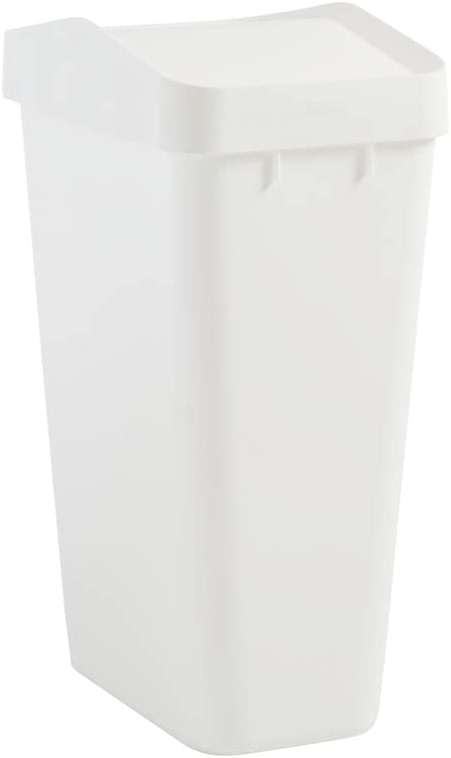Rubbermaid Swing Top Waste Container for Home and Kitchen, Easy Access Disposal and Slim Modern Trash Can with Lid, 12.2 Gallon Capacity, White - Image 1