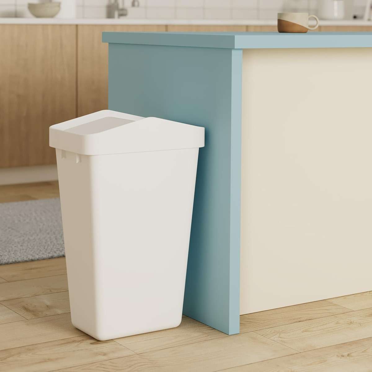Rubbermaid Swing Top Waste Container for Home and Kitchen, Easy Access Disposal and Slim Modern Trash Can with Lid, 12.2 Gallon Capacity, White - Image 2