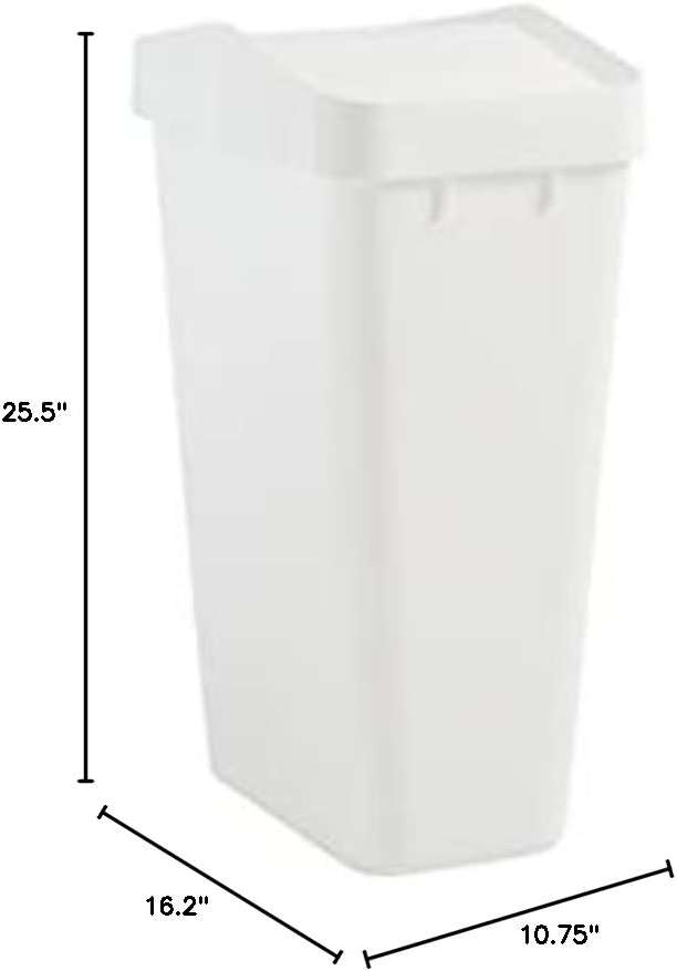 Rubbermaid Swing Top Waste Container for Home and Kitchen, Easy Access Disposal and Slim Modern Trash Can with Lid, 12.2 Gallon Capacity, White - Image 3