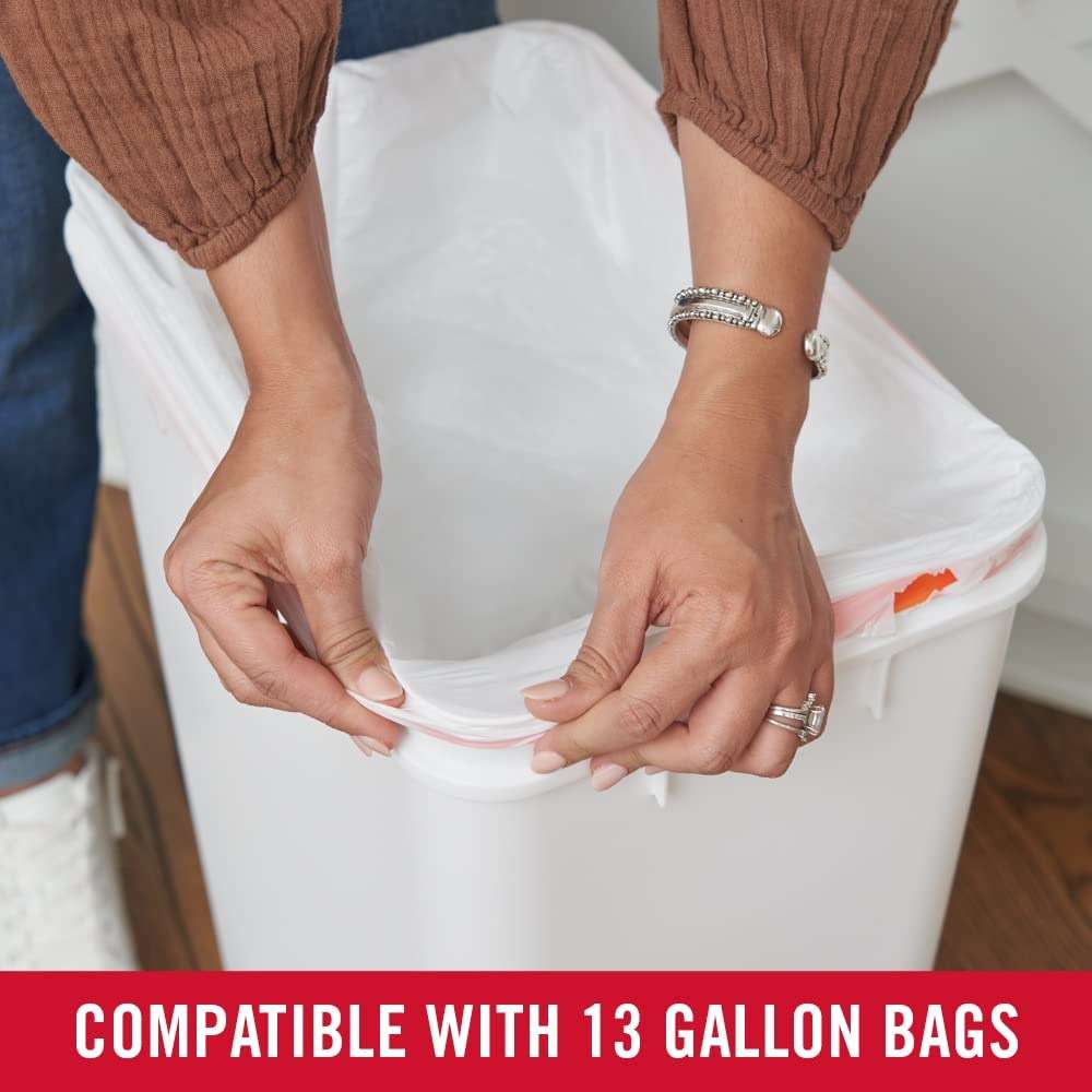 Rubbermaid Swing Top Waste Container for Home and Kitchen, Easy Access Disposal and Slim Modern Trash Can with Lid, 12.2 Gallon Capacity, White - Image 8