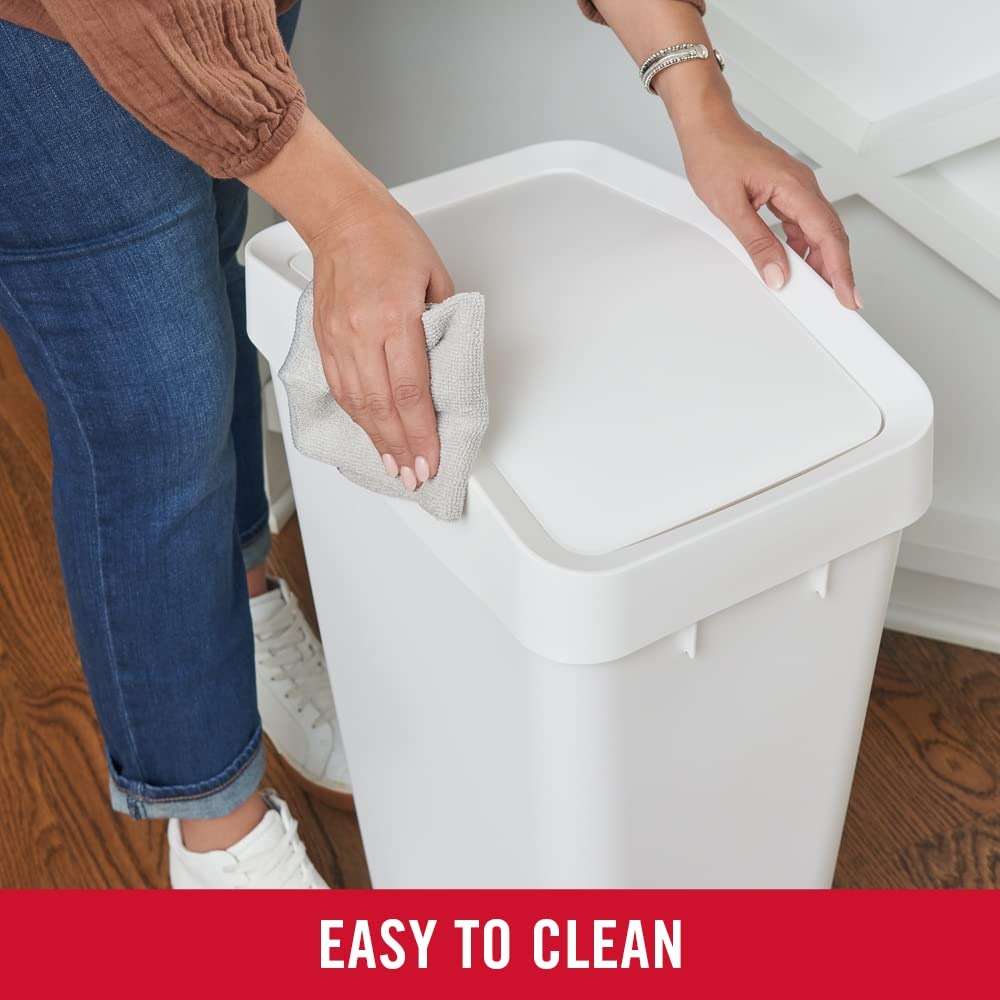 Rubbermaid Swing Top Waste Container for Home and Kitchen, Easy Access Disposal and Slim Modern Trash Can with Lid, 12.2 Gallon Capacity, White - Image 9