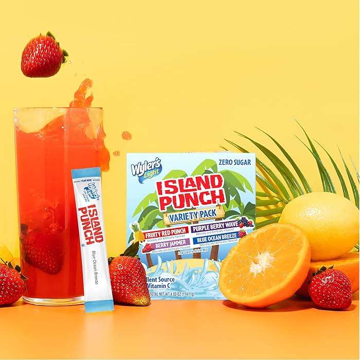 Wyler's Light Island Punch Singles to Go, Variety Pack, Fruity Red Punch, Purple Berry Wave, Berry Jammer and Blue Ocean Breeze, 1 Box (40 Single Servings) - Image 3
